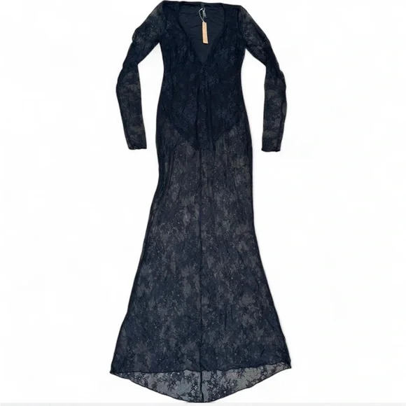 three quarter sleeve black lace dress Joie main image 0